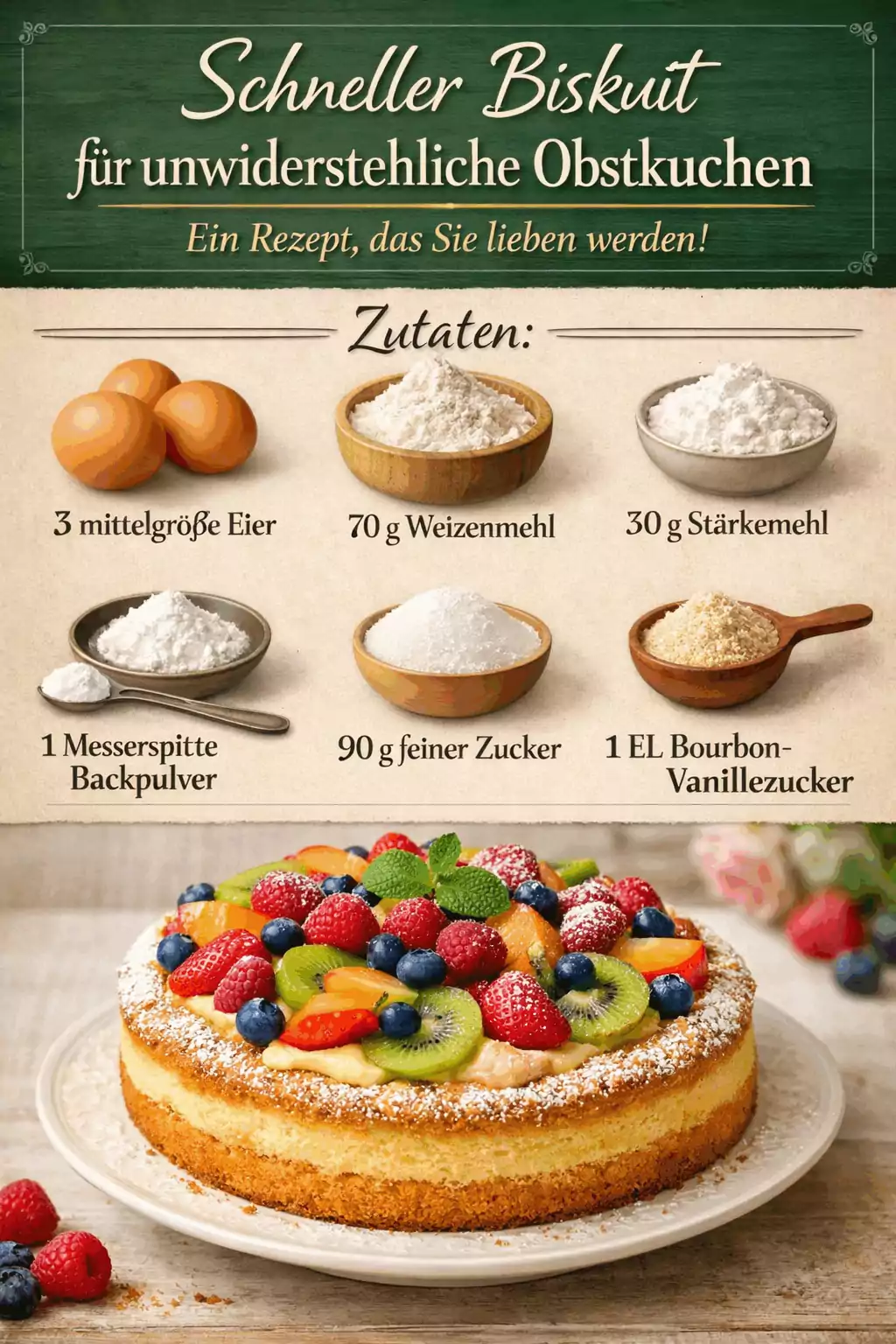 Schneller Biskuit für unwiderstehliche Obstkuchen - Ein Rezept, das Sie lieben werden!