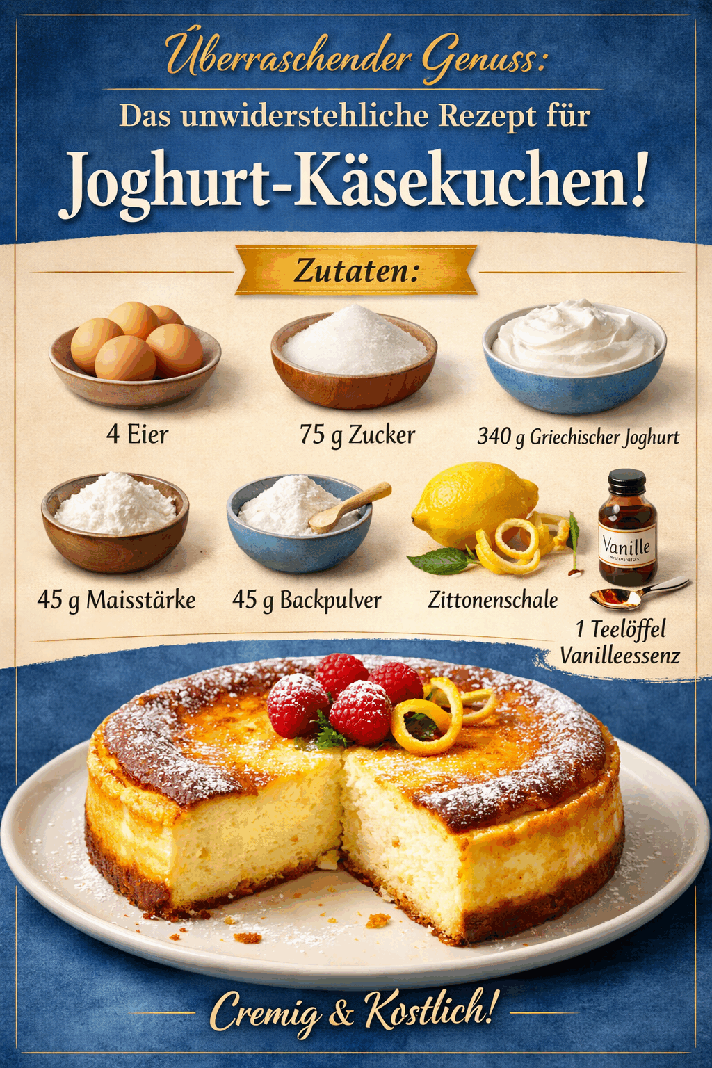 Überraschender Genuss: Das unwiderstehliche Rezept für Joghurt-Käsekuchen!