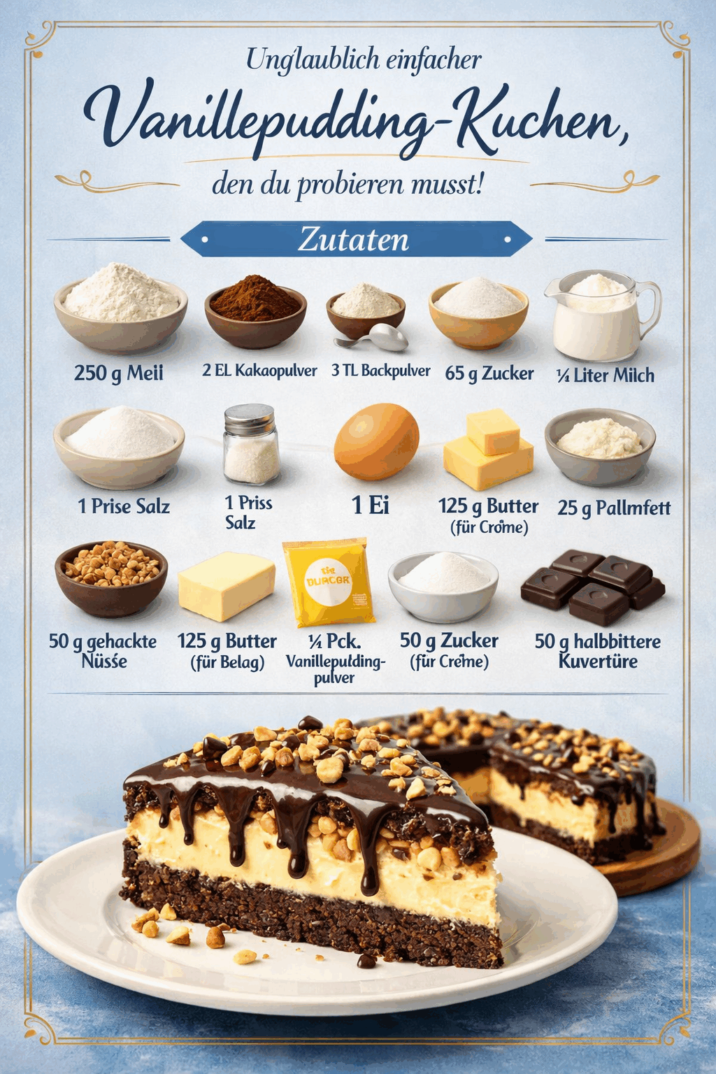 Unglaublich einfacher Vanillepudding-Kuchen, den du probieren musst!