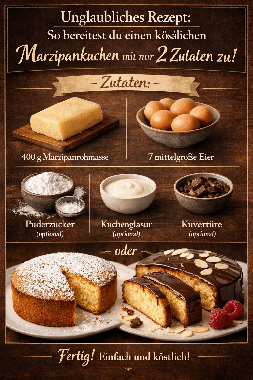 Unglaubliches Rezept: So bereitest du einen köstlichen Marzipankuchen mit nur 2 Zutaten zu!
