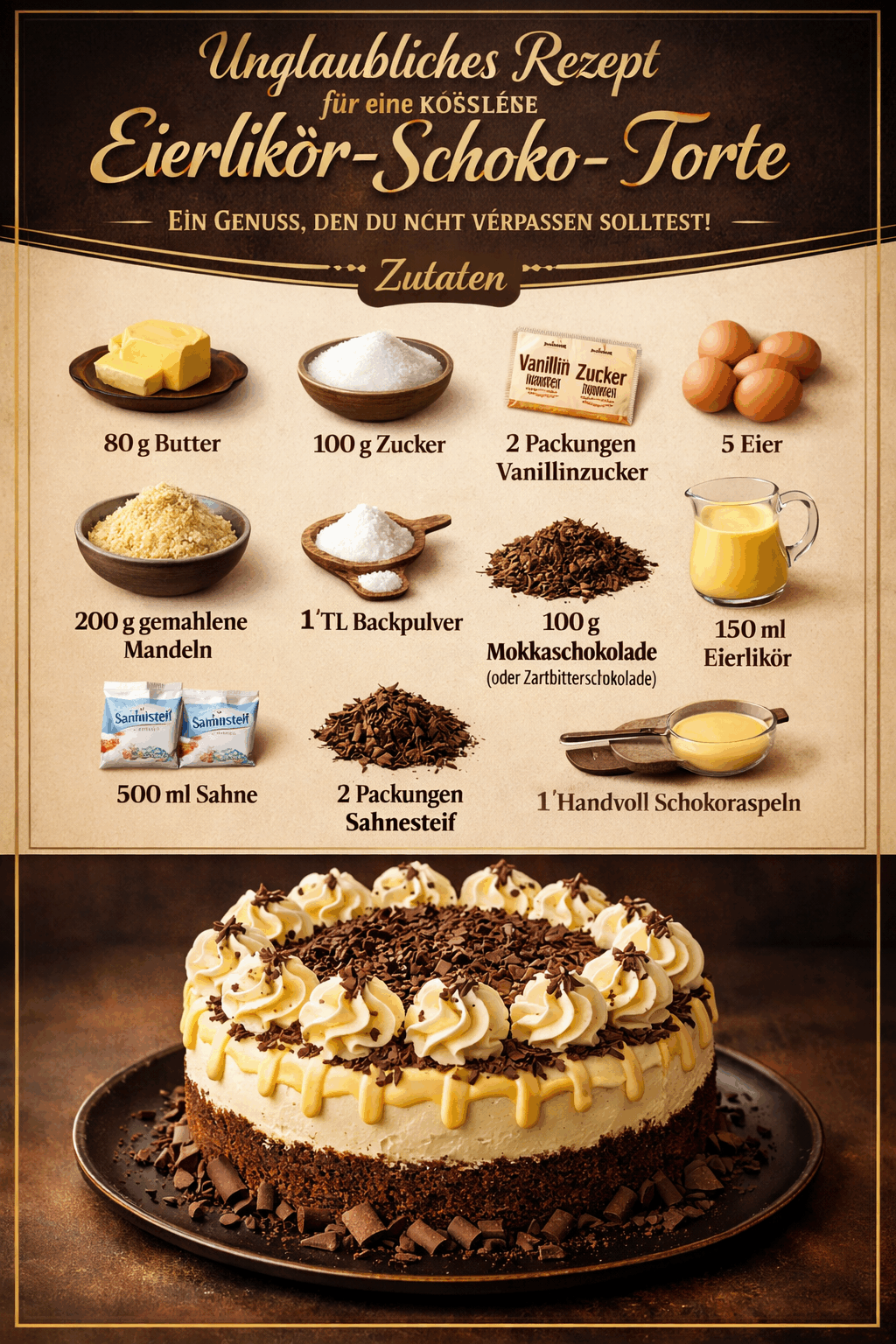 Unglaubliches Rezept für eine köstliche Eierlikör-Schoko-Torte – Ein Genuss, den du nicht verpassen solltest!