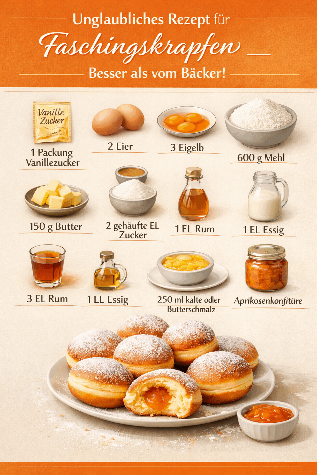 Unglaubliches Rezept für lockere Faschingskrapfen – Besser als vom Bäcker!