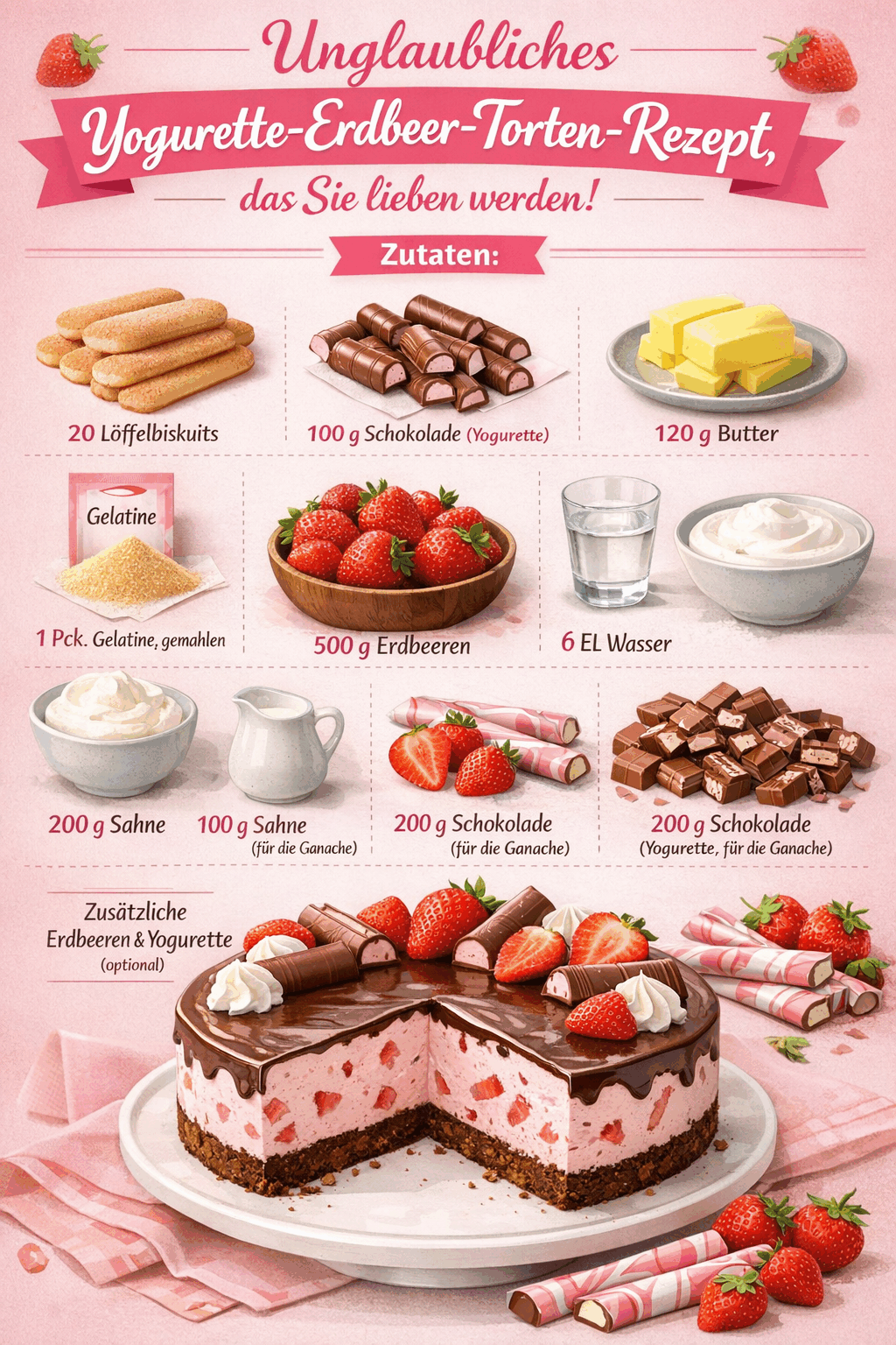 Unglaubliches Yogurette-Erdbeer-Torten-Rezept, das Sie lieben werden!