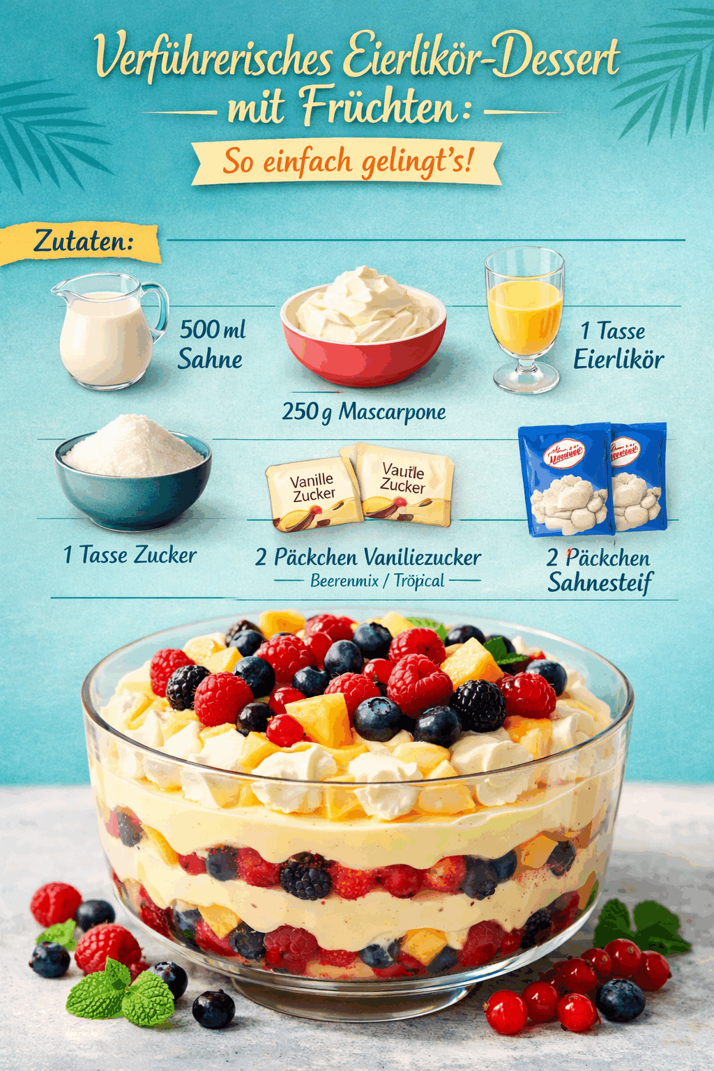 Verführerisches Eierlikör-Dessert mit Früchten: So einfach gelingt's!