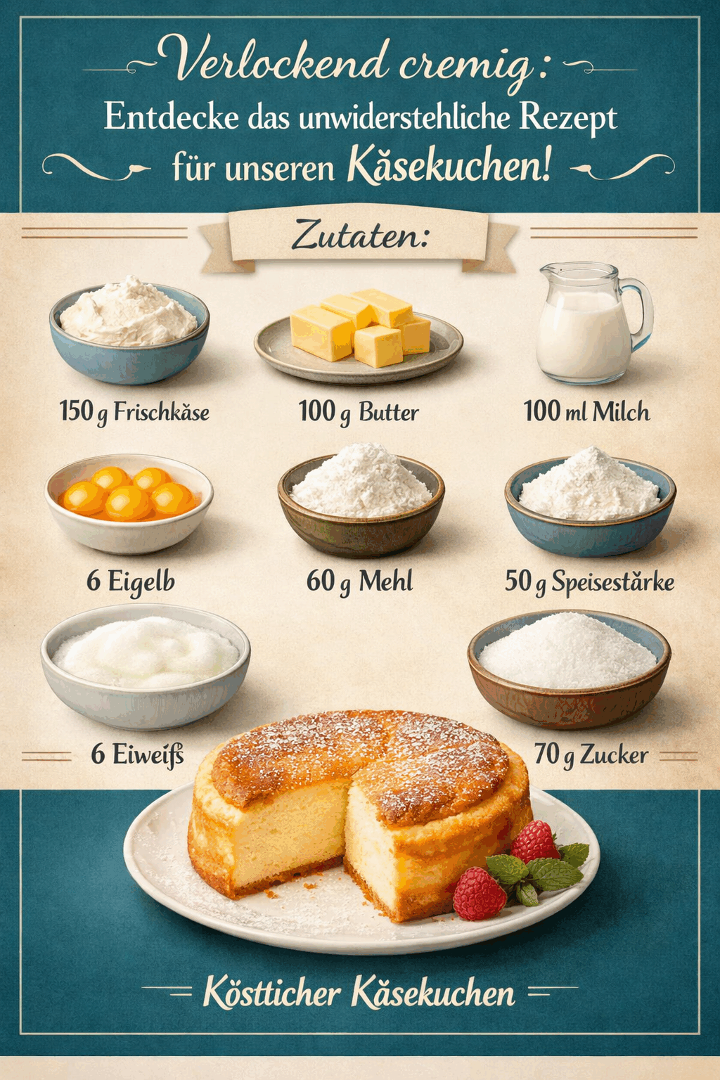 Verlockend cremig: Entdecke das unwiderstehliche Rezept für unseren Käsekuchen!