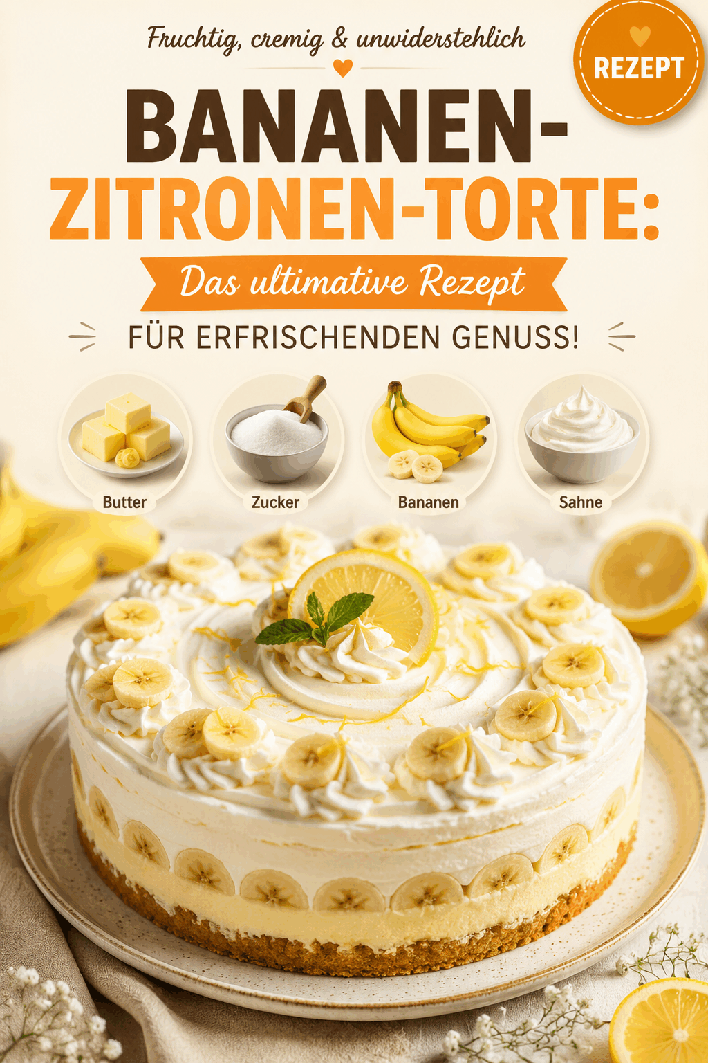 Bananen-Zitronen-Torte: Das ultimative Rezept für erfrischenden Genuss!