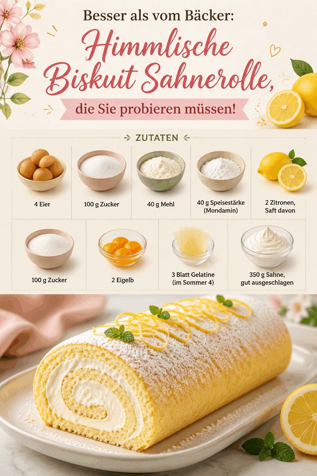 Besser als vom Bäcker: Himmlische Biskuit Sahnerolle, die Sie probieren müssen!