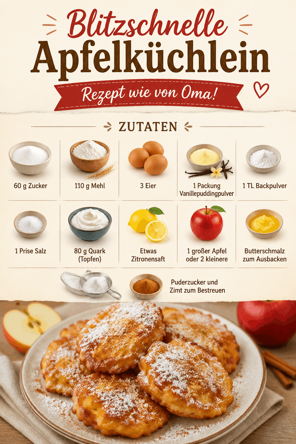 Blitzschnelle Apfelküchlein Rezept wie von Oma!