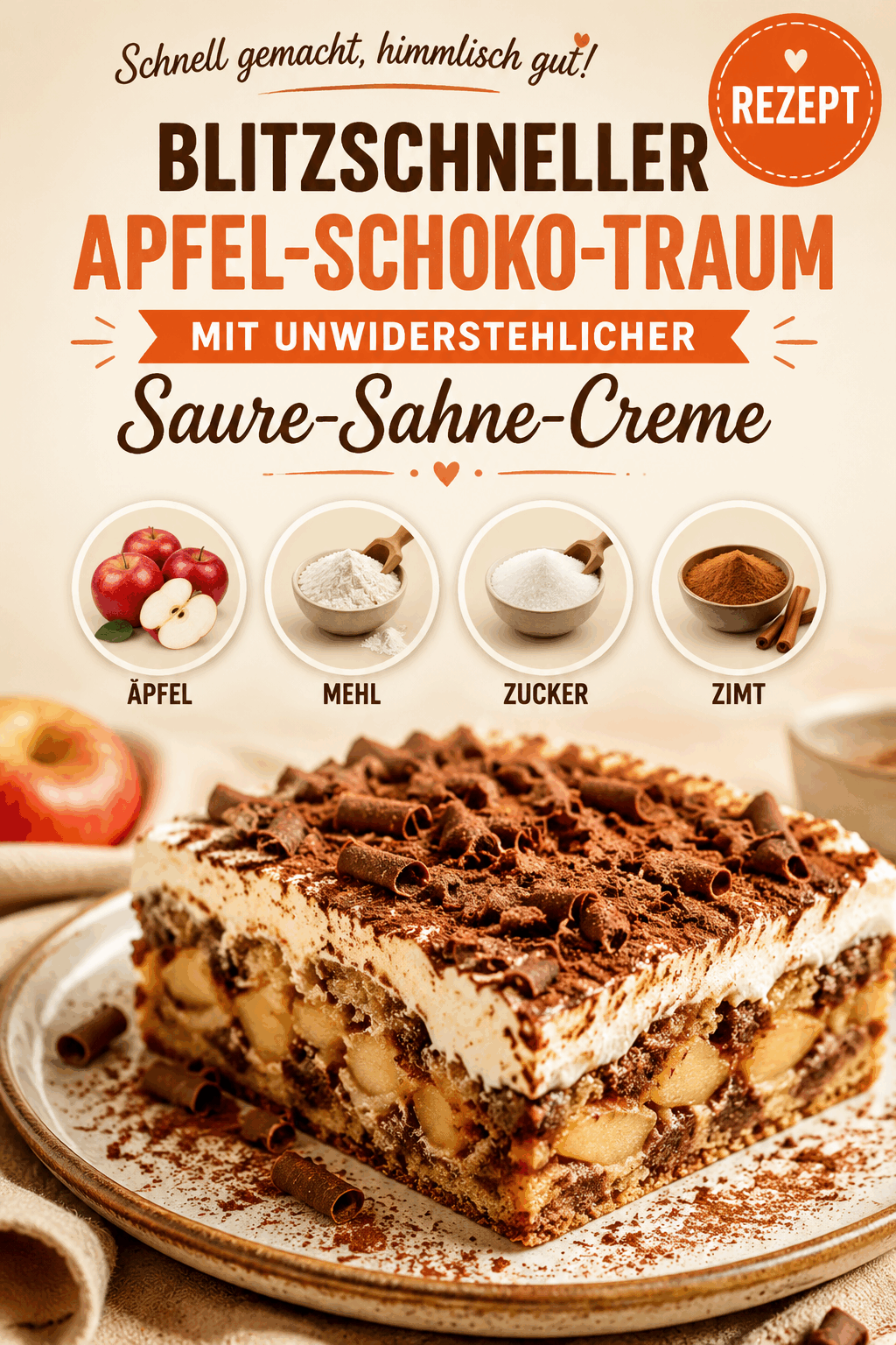 Blitzschneller Apfel-Schoko-Traum mit unwiderstehlicher Saure-Sahne-Creme