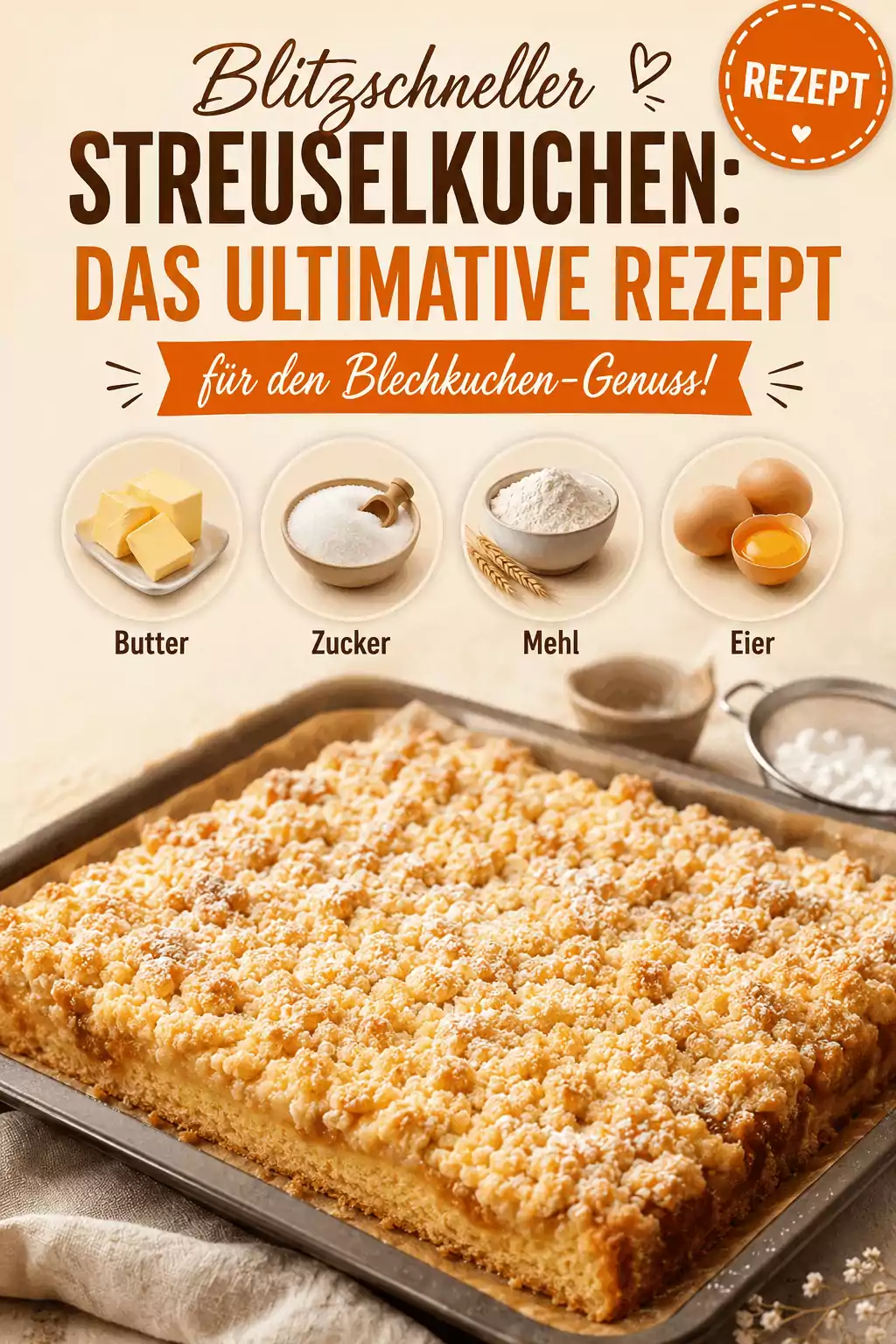 Blitzschneller Streuselkuchen: Das ultimative Rezept für den Blechkuchen-Genuss!