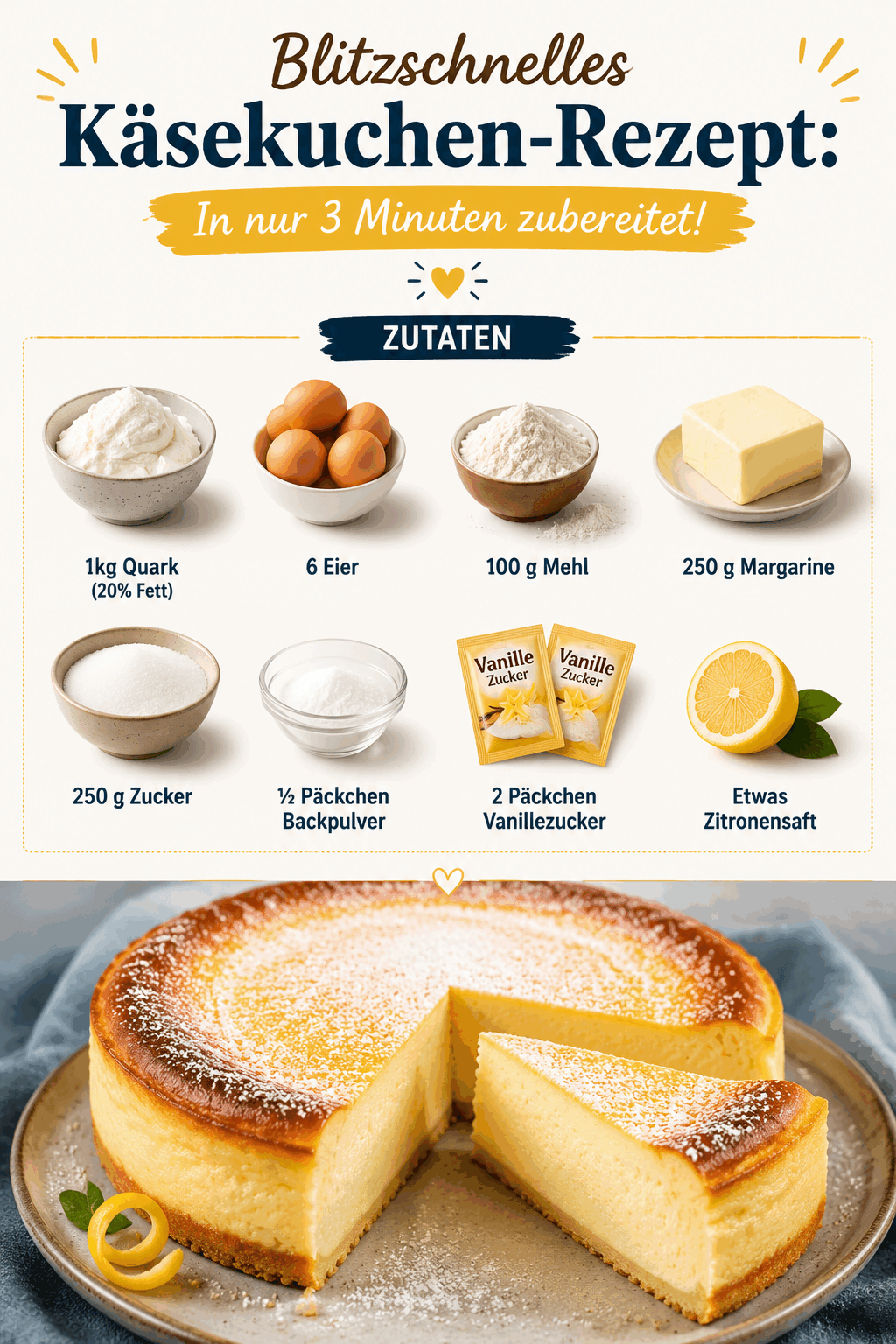 Blitzschnelles Käsekuchen-Rezept: In nur 3 Minuten zubereitet!