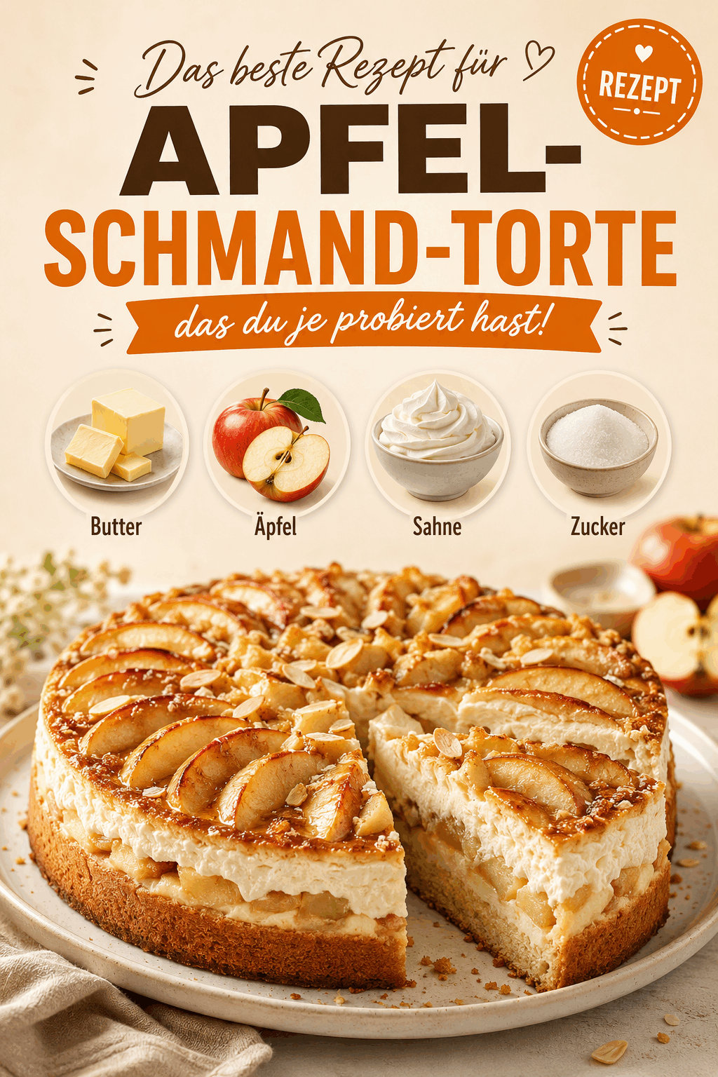 Das beste Rezept für Apfel-Schmand-Torte, das du je probiert hast!