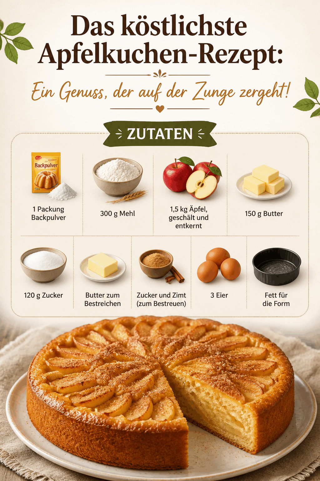 Das köstlichste Apfelkuchen-Rezept: Ein Genuss, der auf der Zunge zergeht!