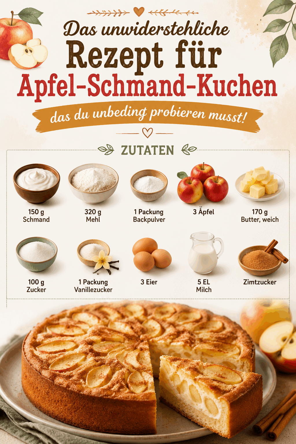 Das unwiderstehliche Rezept für Apfel-Schmand-Kuchen, das du unbedingt probieren musst!