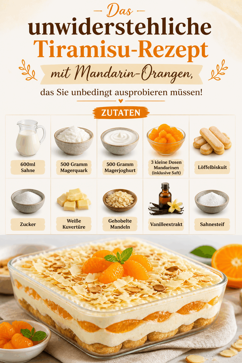 Das unwiderstehliche Tiramisu-Rezept mit Mandarin-Orangen, das Sie unbedingt ausprobieren müssen!