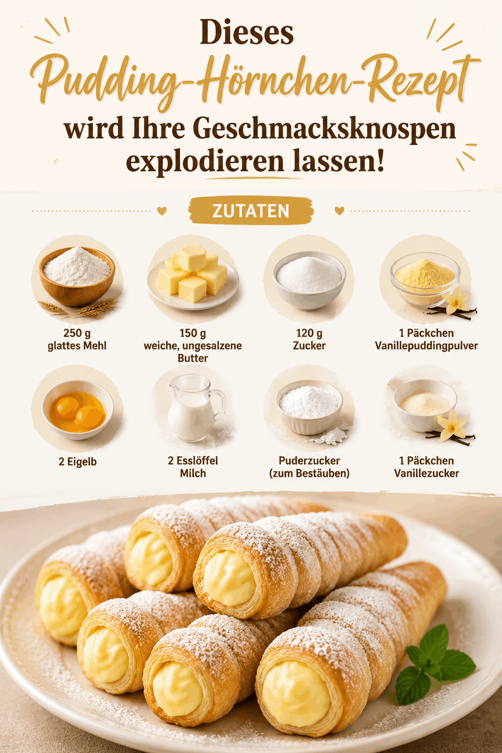 Dieses Pudding-Hörnchen-Rezept wird Ihre Geschmacksknospen explodieren lassen!