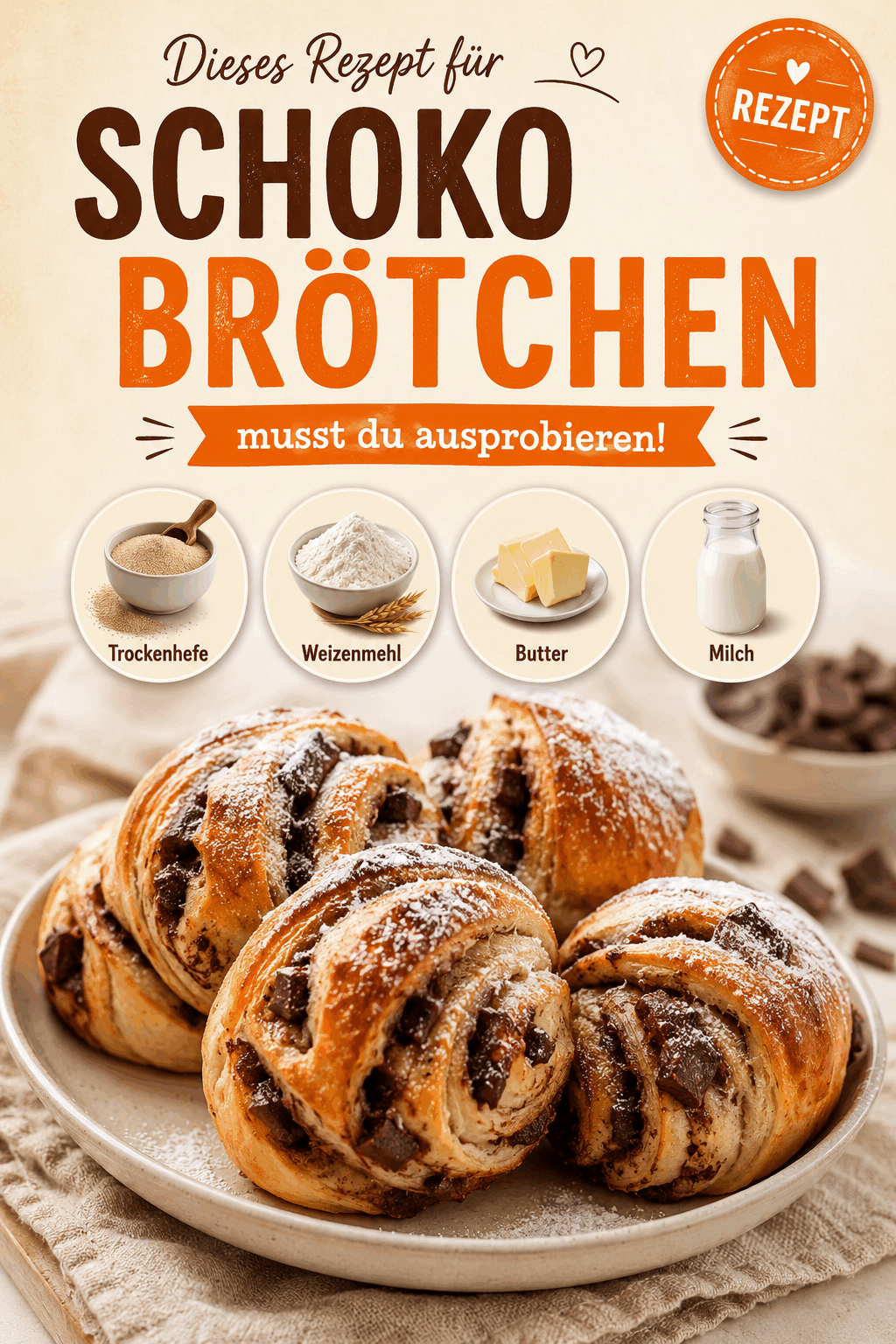 Dieses Rezept für Schokobrötchen musst du ausprobieren!