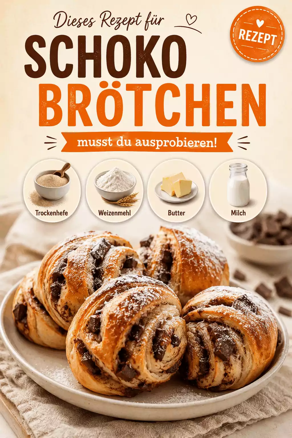 Dieses Rezept für Schokobrötchen musst du ausprobieren!