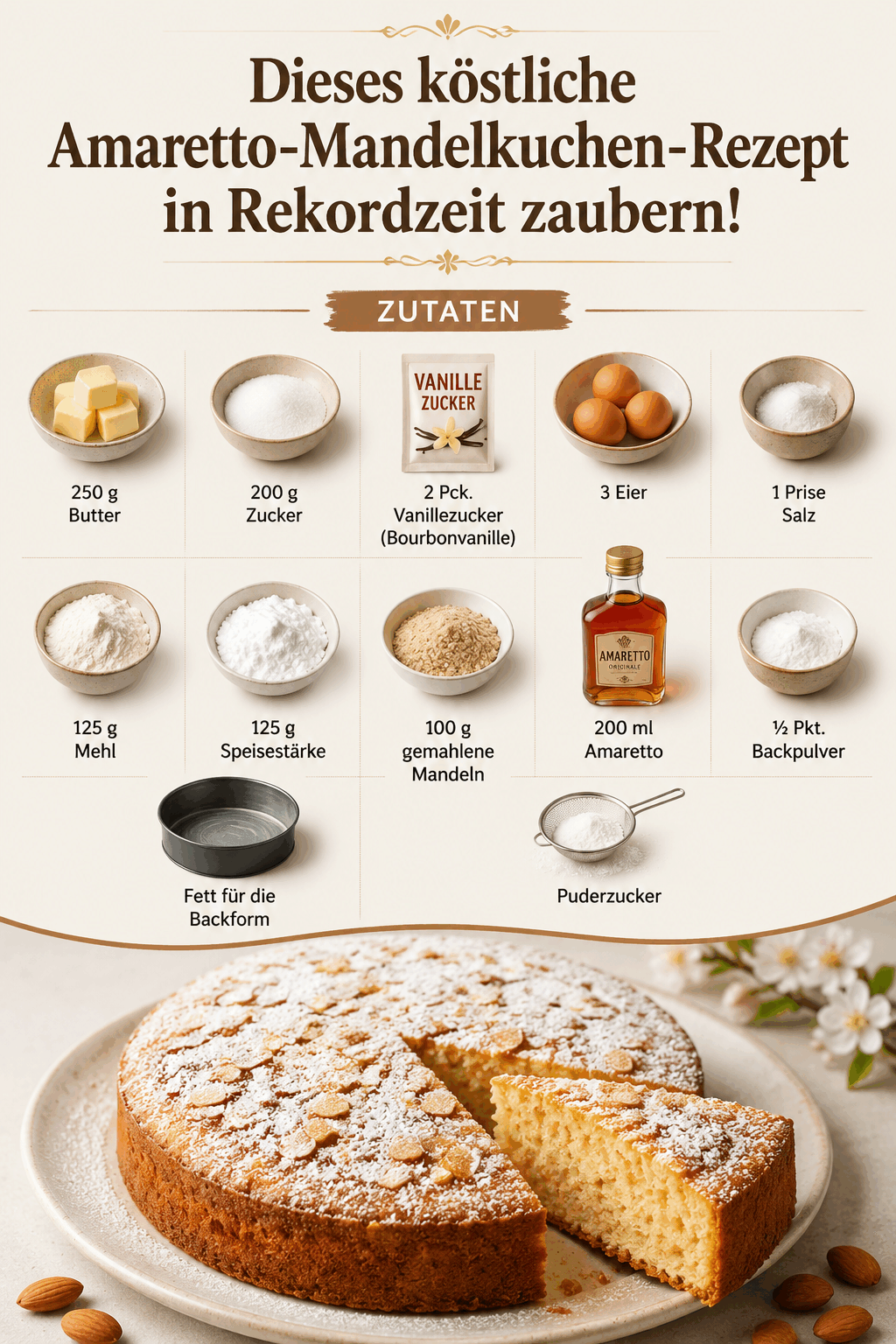 Dieses köstliche Amaretto-Mandelkuchen-Rezept in Rekordzeit zaubern!