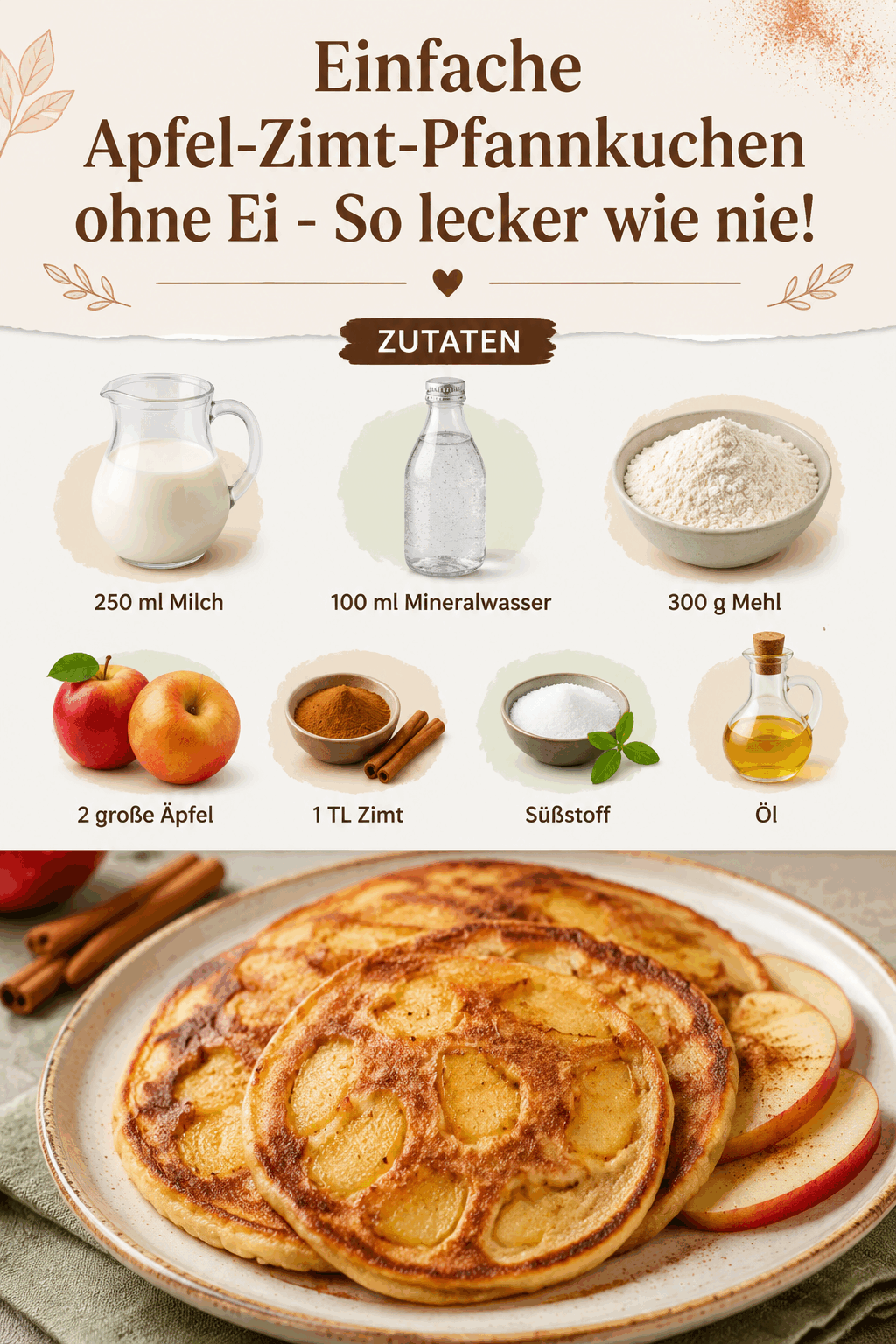 Einfache Apfel-Zimt-Pfannkuchen ohne Ei – So lecker wie nie!