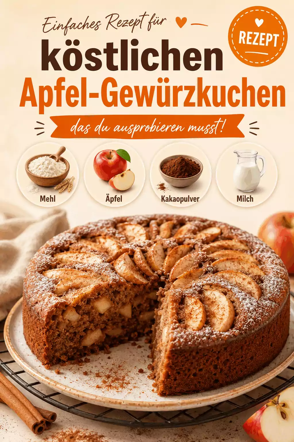 Einfaches Rezept für köstlichen Apfel-Gewürzkuchen, das du ausprobieren musst!