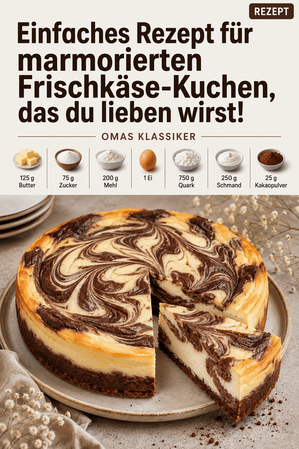 Einfaches Rezept für marmorierten Frischkäse-Kuchen, das du lieben wirst!