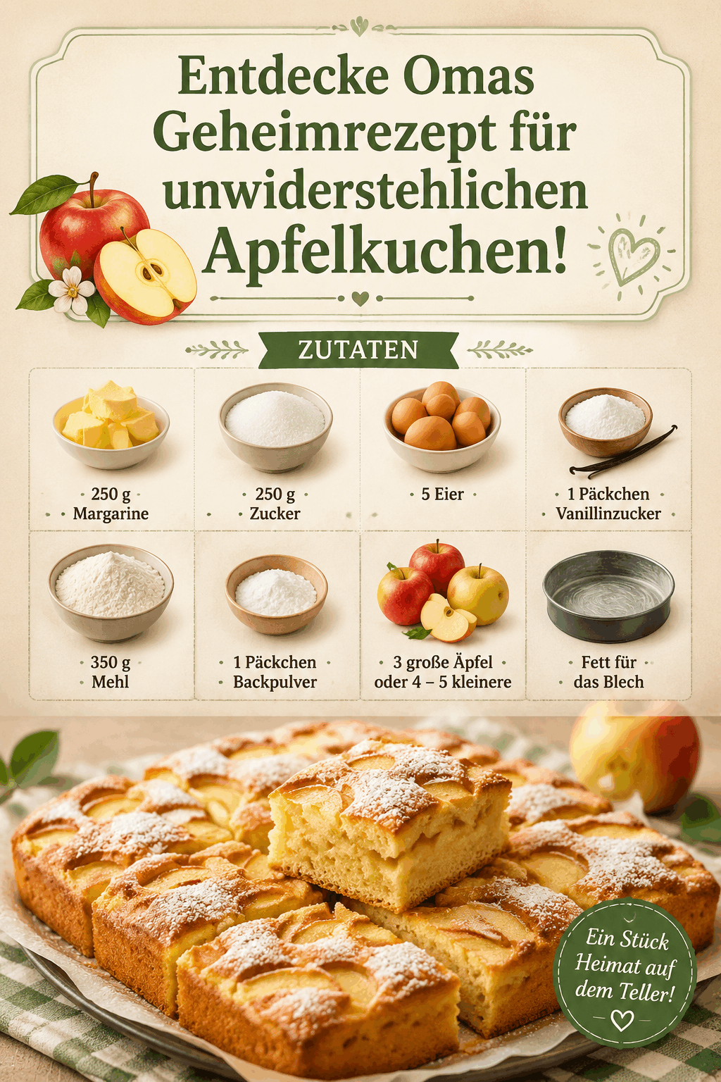 Entdecke Omas Geheimrezept für unwiderstehlichen Apfelkuchen!