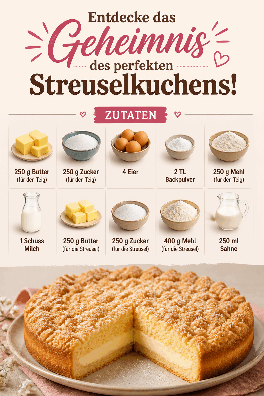 Entdecke das Geheimnis des perfekten Streuselkuchens!