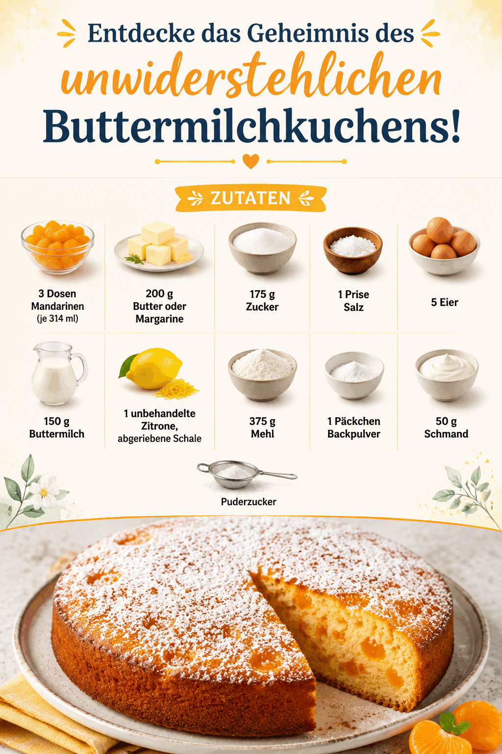 Entdecke das Geheimnis des unwiderstehlichen Buttermilchkuchens!