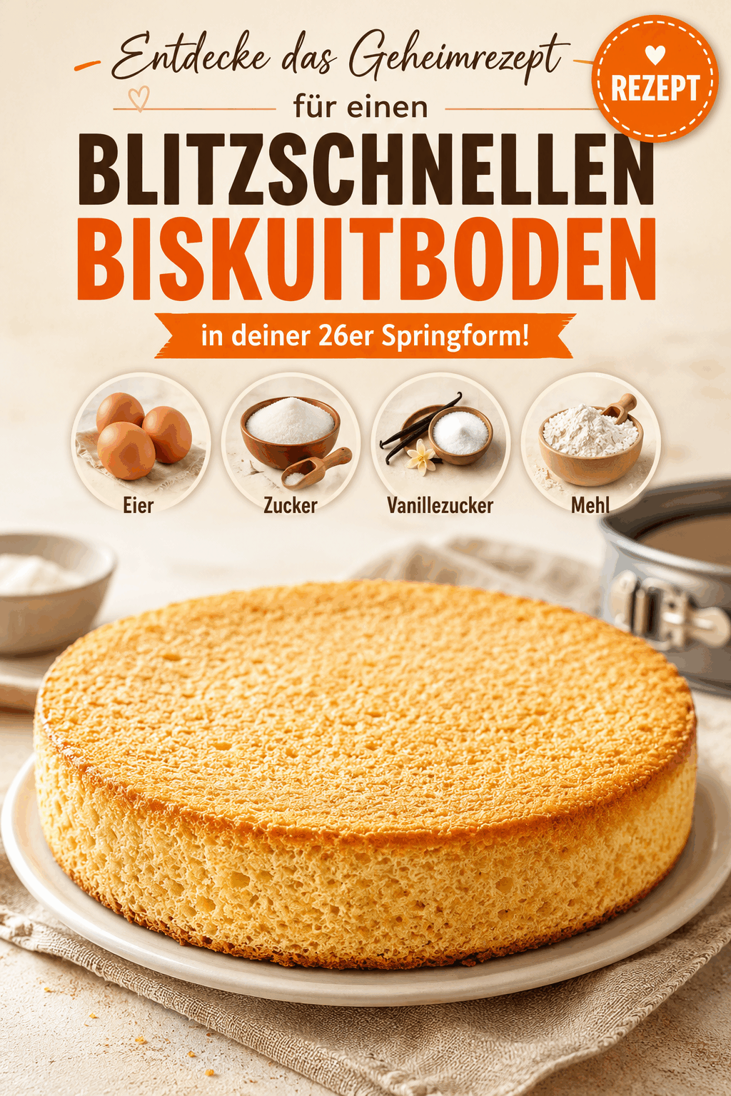 Entdecke das Geheimrezept für einen blitzschnellen Biskuitboden in deiner 26er Springform!