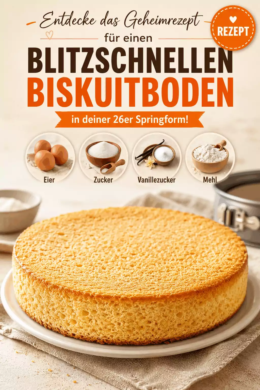 Entdecke das Geheimrezept für einen blitzschnellen Biskuitboden in deiner 26er Springform!