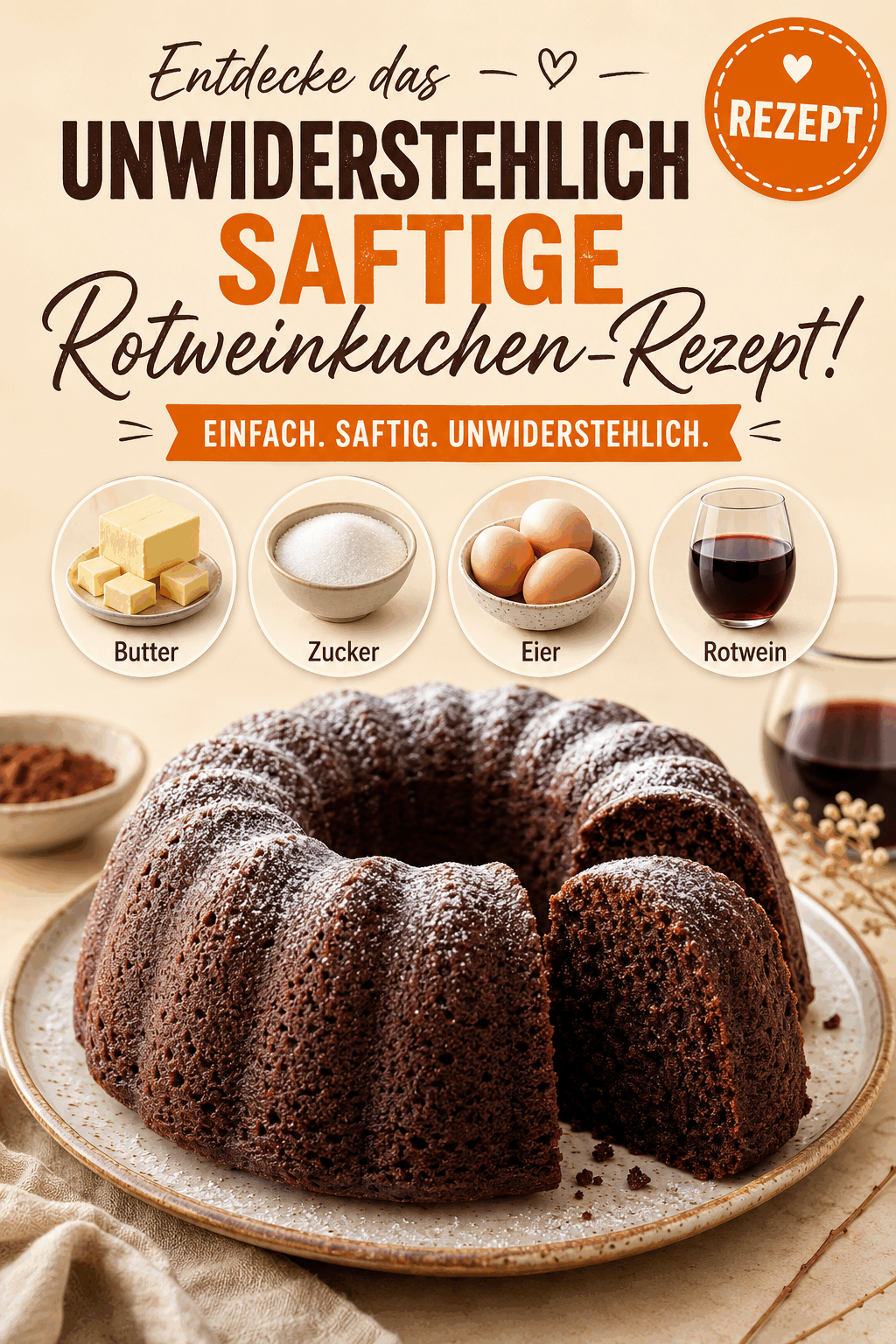 Entdecke das unwiderstehlich saftige Rotweinkuchen-Rezept!