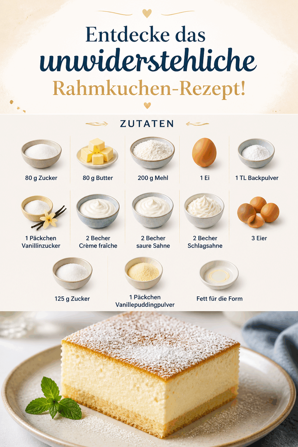 Entdecke das unwiderstehliche Rahmkuchen-Rezept!