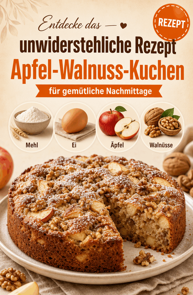 Entdecke das unwiderstehliche Rezept für Apfel-Walnuss-Kuchen!
