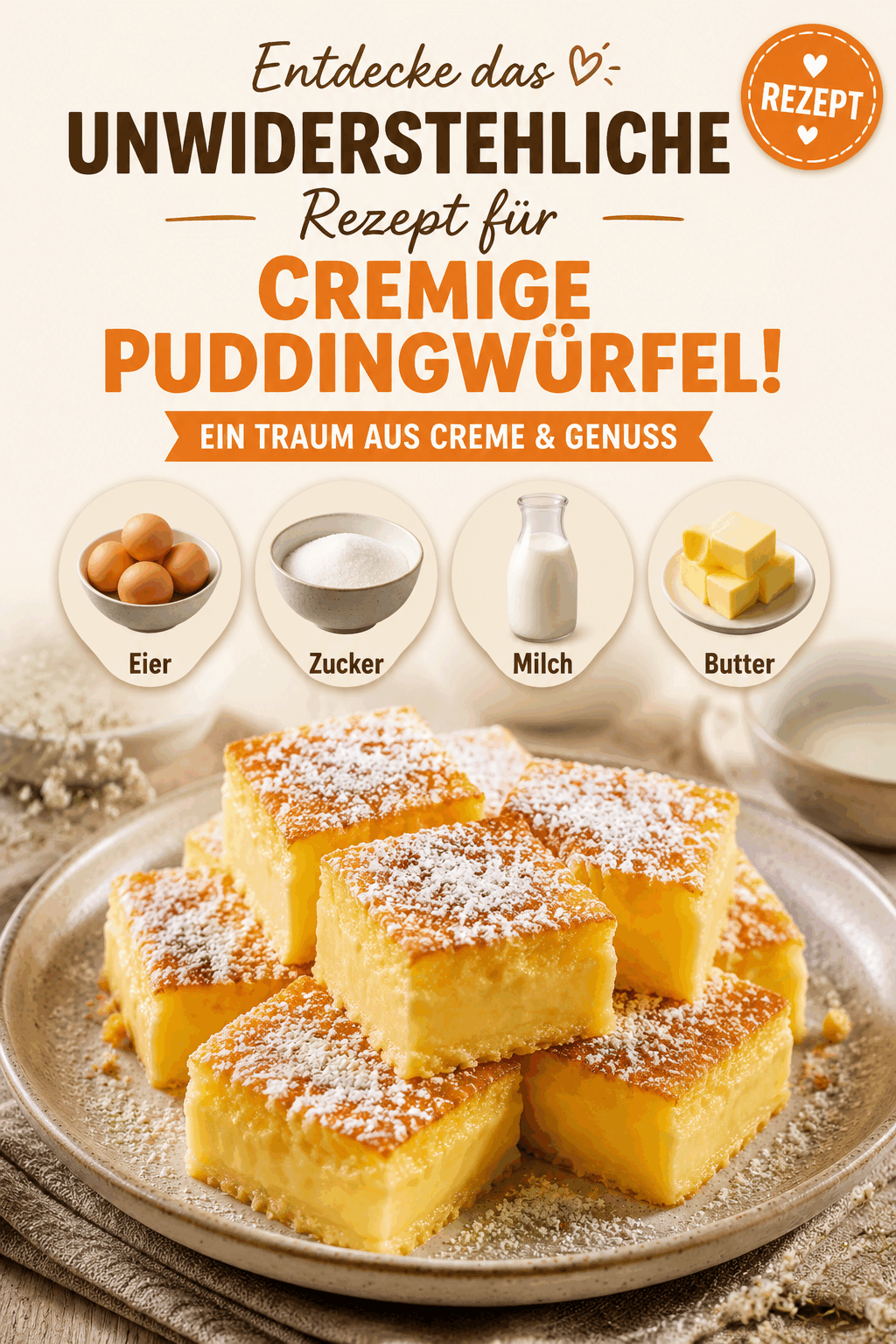 Entdecke das unwiderstehliche Rezept für cremige Puddingwürfel!