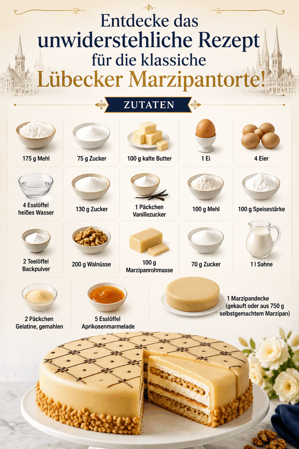 Entdecke das unwiderstehliche Rezept für die klassische Lübecker Marzipantorte!