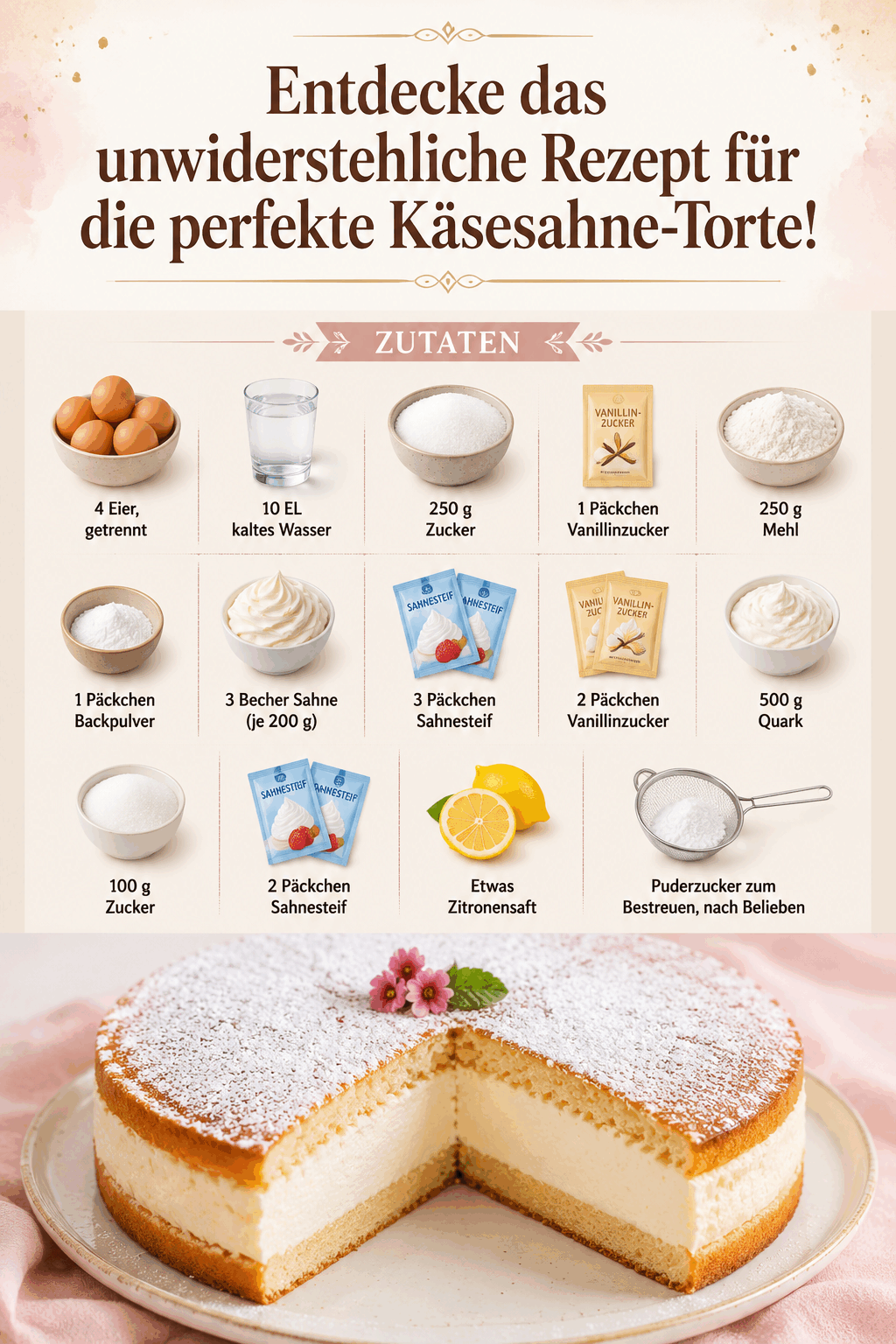 Entdecke das unwiderstehliche Rezept für die perfekte Käsesahne-Torte!