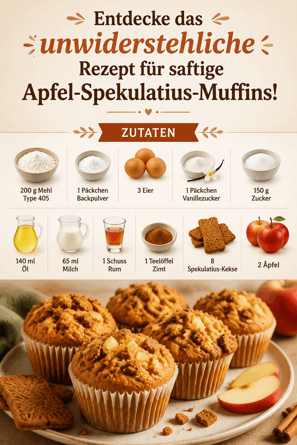 Entdecke das unwiderstehliche Rezept für saftige Apfel-Spekulatius-Muffins!