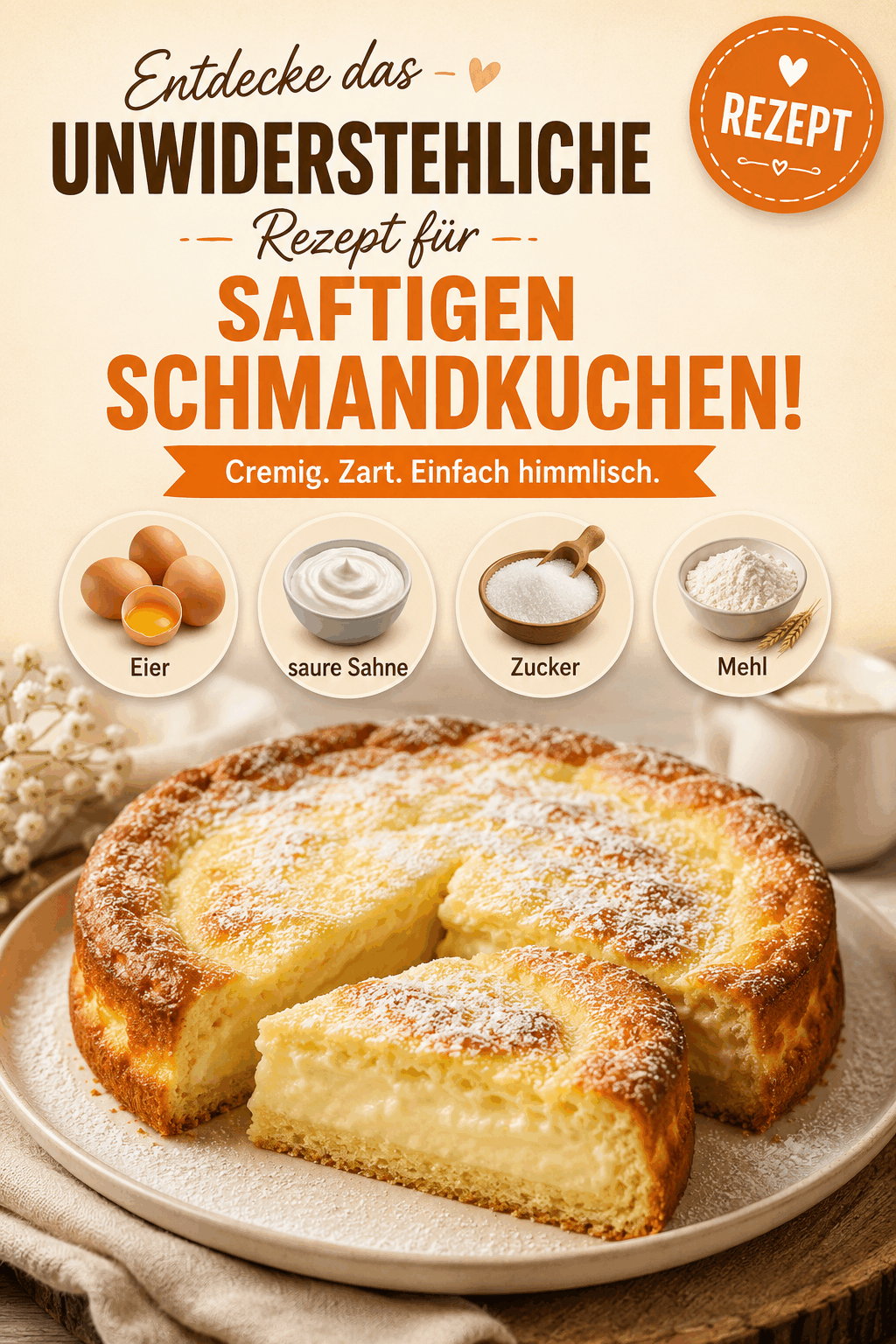 Entdecke das unwiderstehliche Rezept für saftigen Schmandkuchen!
