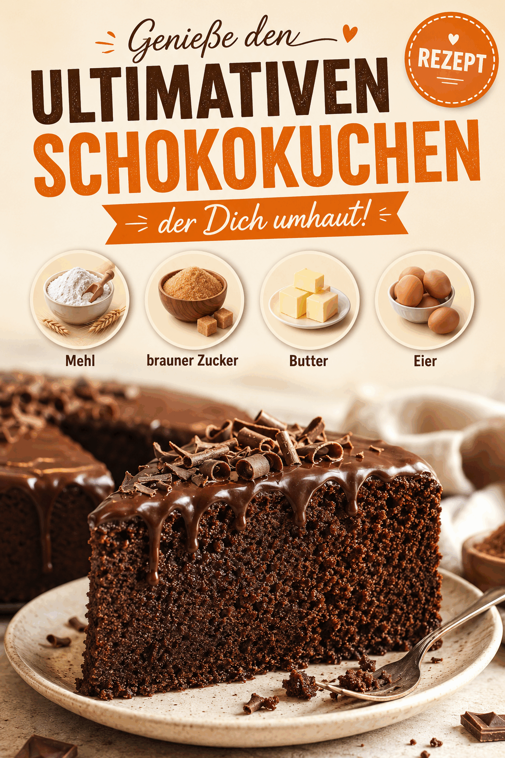 Genieße den ultimativen Schokokuchen, der Dich umhaut!