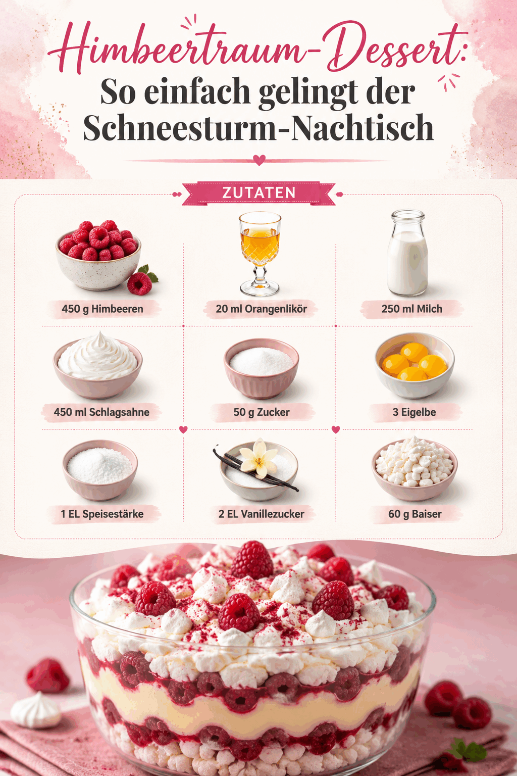 Himbeertraum-Dessert: So einfach gelingt der Schneesturm-Nachtisch