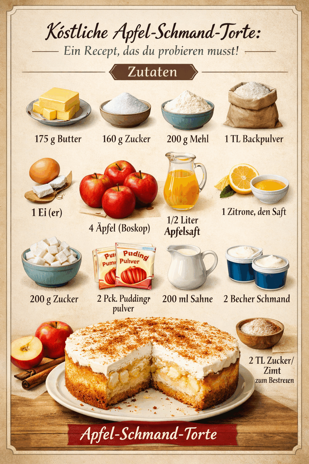 Köstliche Apfel-Schmand-Torte: Ein Rezept, das du probieren musst!