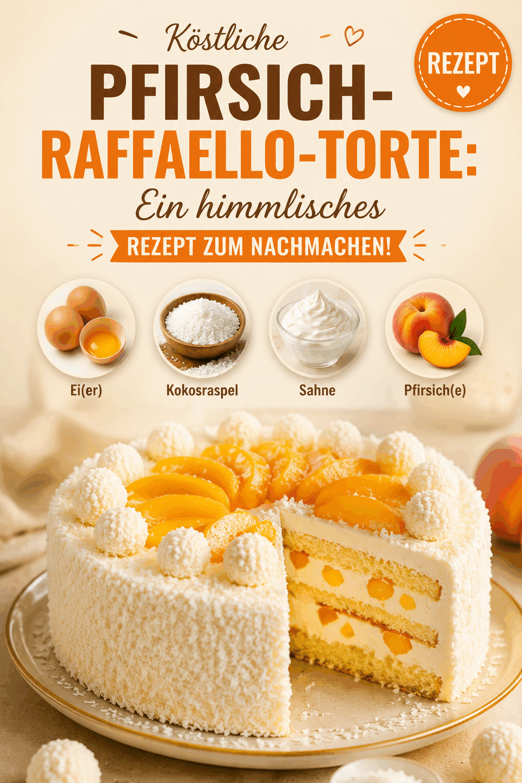 Köstliche Pfirsich-Raffaello-Torte: Ein himmlisches Rezept zum Nachmachen!