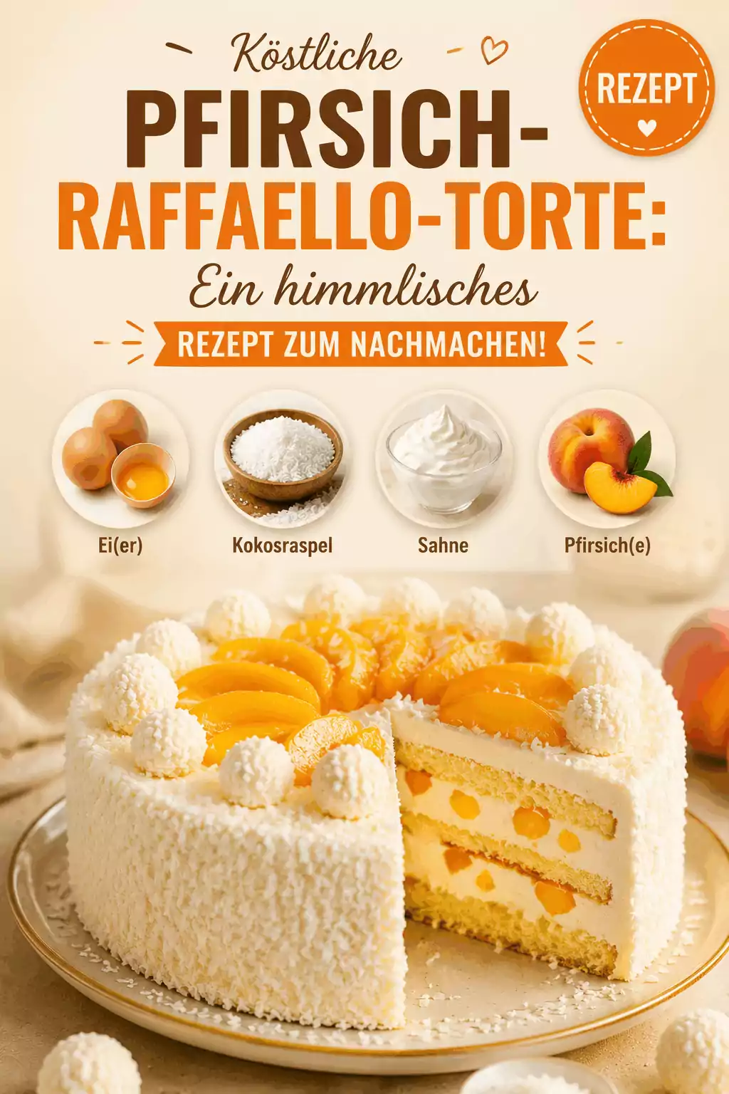 Köstliche Pfirsich-Raffaello-Torte: Ein himmlisches Rezept zum Nachmachen!
