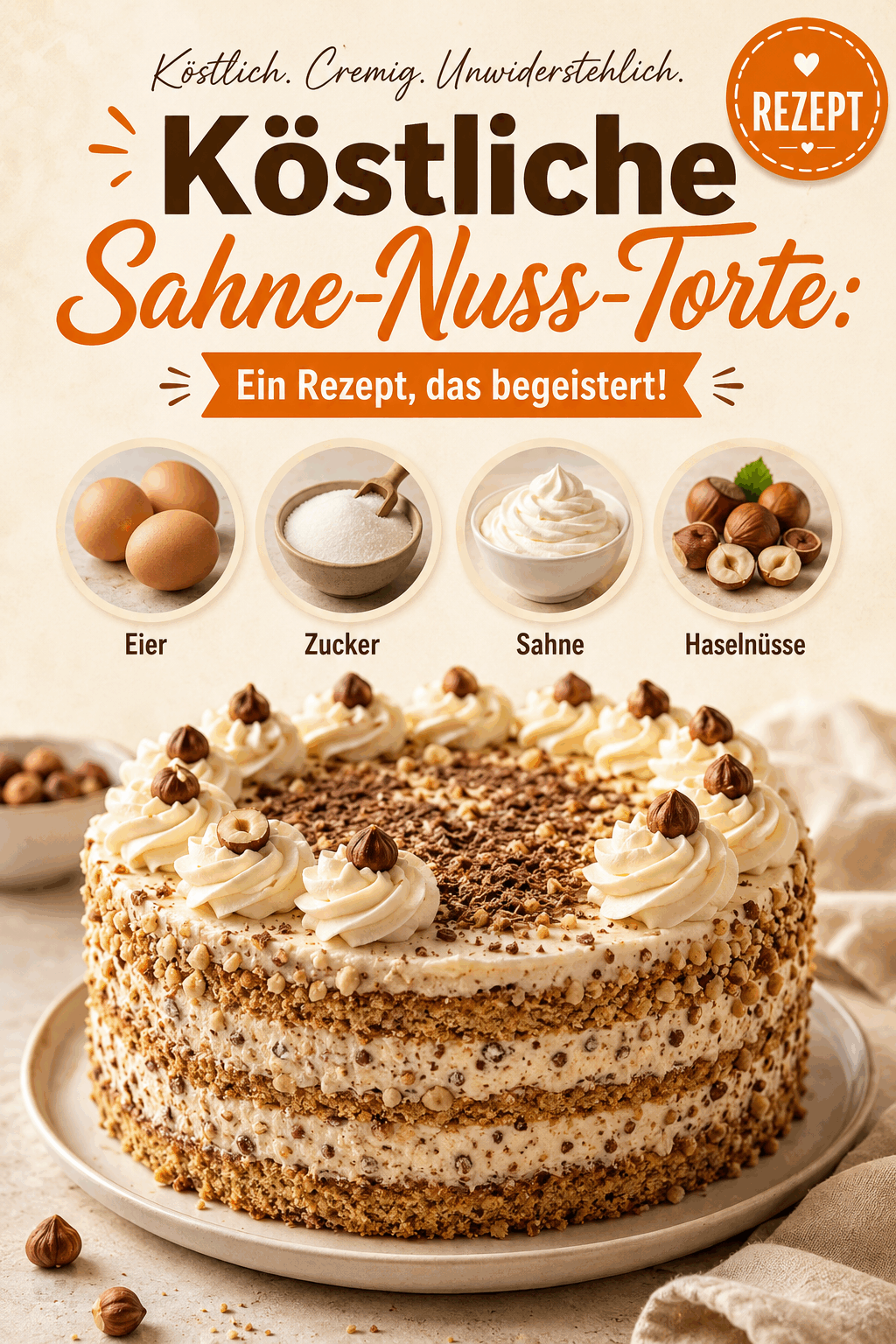 Köstliche Sahne-Nuss-Torte: Ein Rezept, das begeistert!