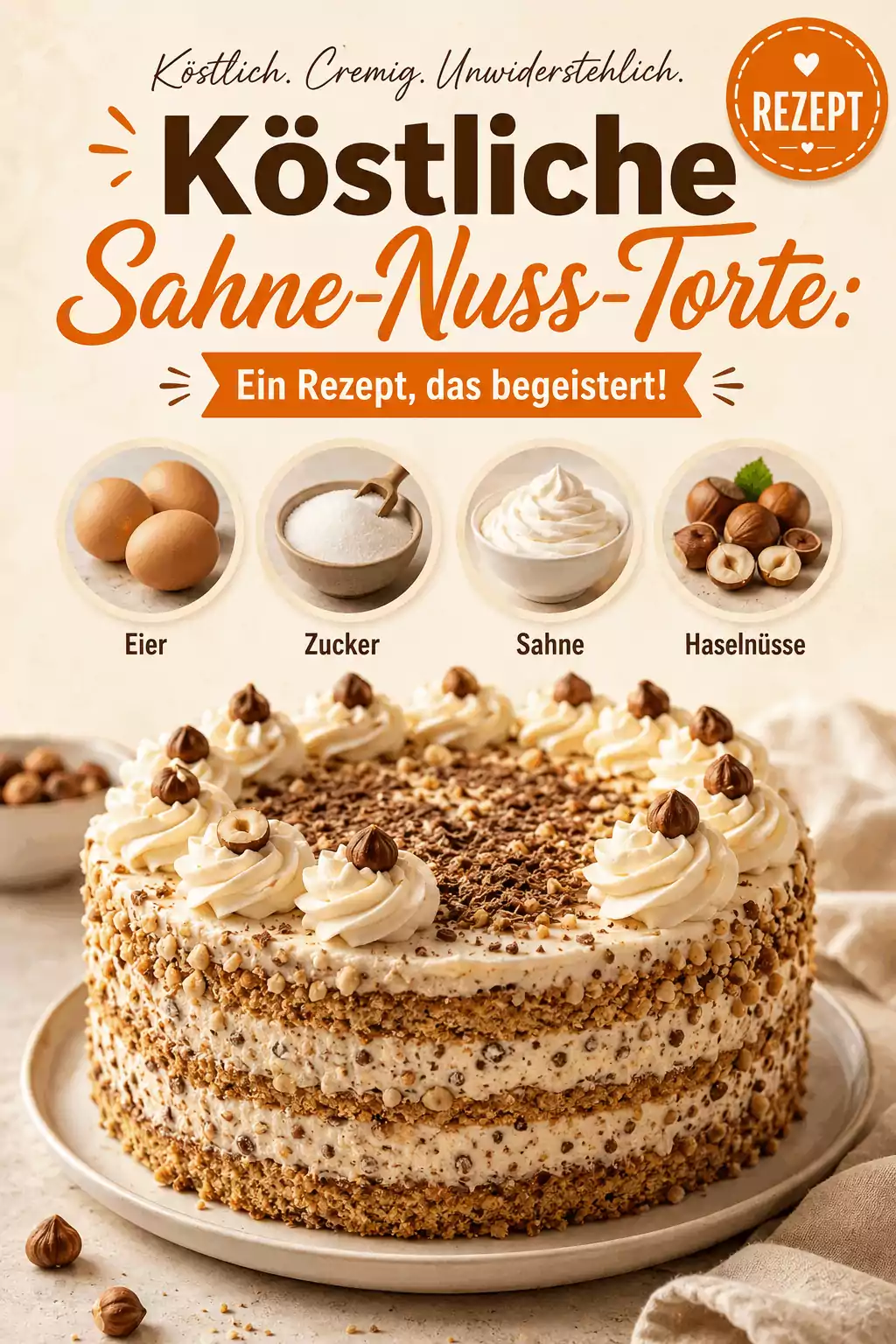 Köstliche Sahne-Nuss-Torte: Ein Rezept, das begeistert!