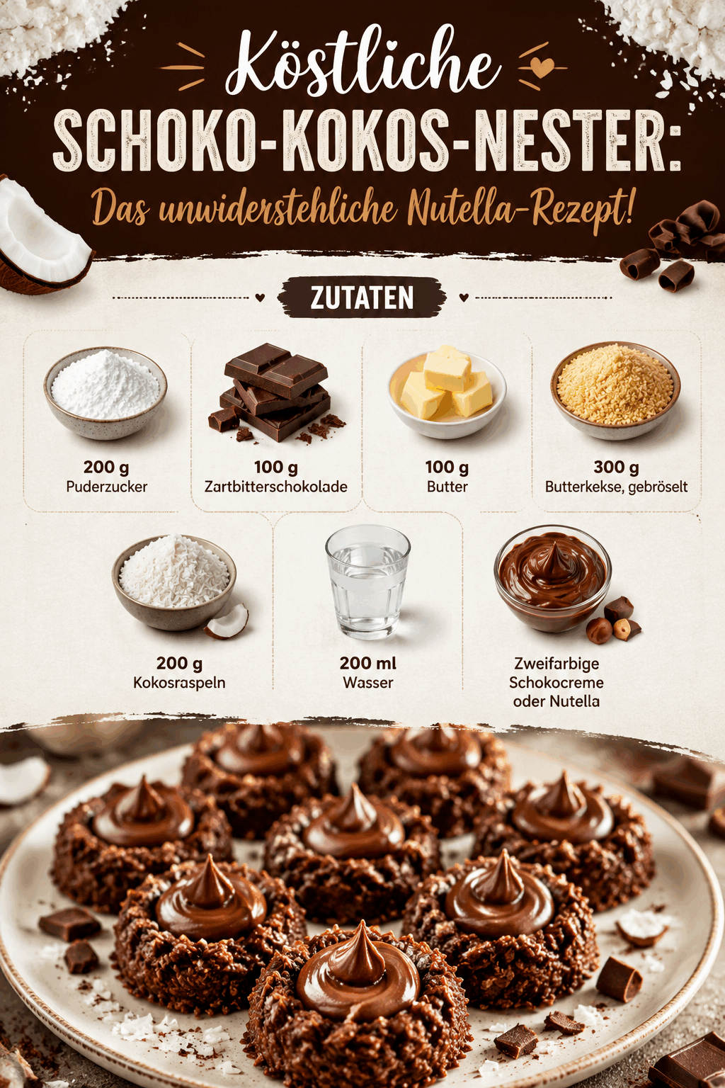 Köstliche Schoko-Kokos-Nester: Das unwiderstehliche Nutella-Rezept!