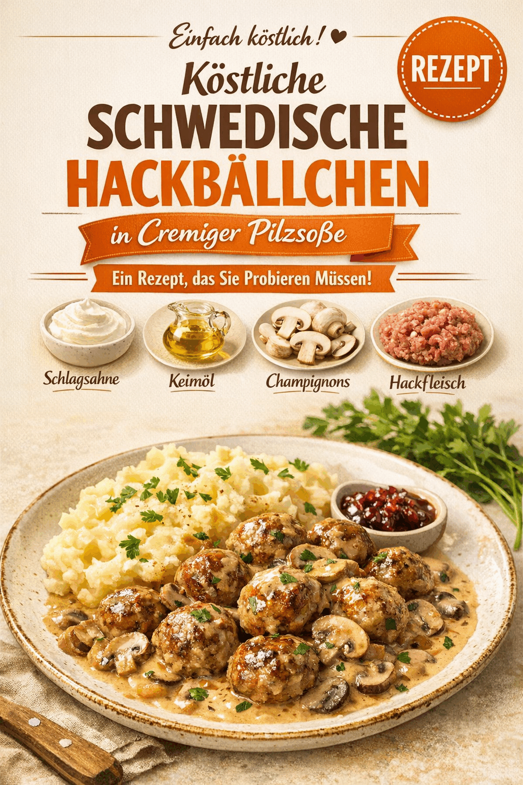 Köstliche Schwedische Hackbällchen in Cremiger Pilzsoße: Ein Rezept, das Sie Probieren Müssen!