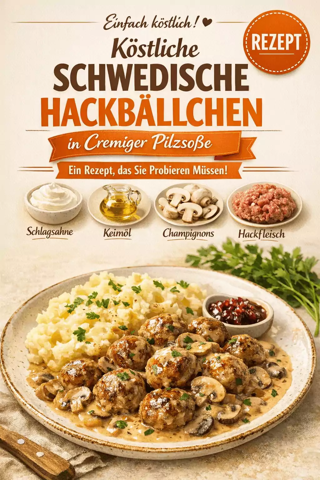Köstliche Schwedische Hackbällchen in Cremiger Pilzsoße: Ein Rezept, das Sie Probieren Müssen!