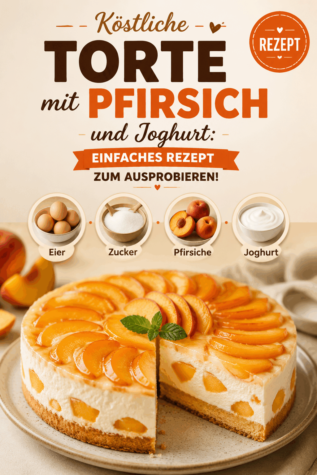 Köstliche Torte mit Pfirsich und Joghurt: Einfaches Rezept zum Ausprobieren!